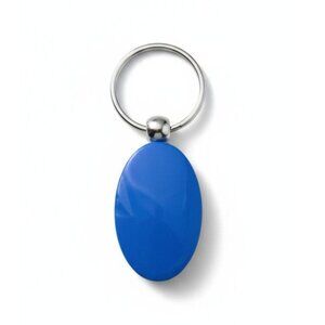 Blue Oval Metal Keychain With Split Ring